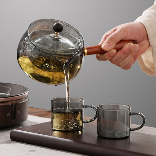 Lazy Tea Maker: Heat-resistant Glass Teapot with Infuser & Wooden Handle